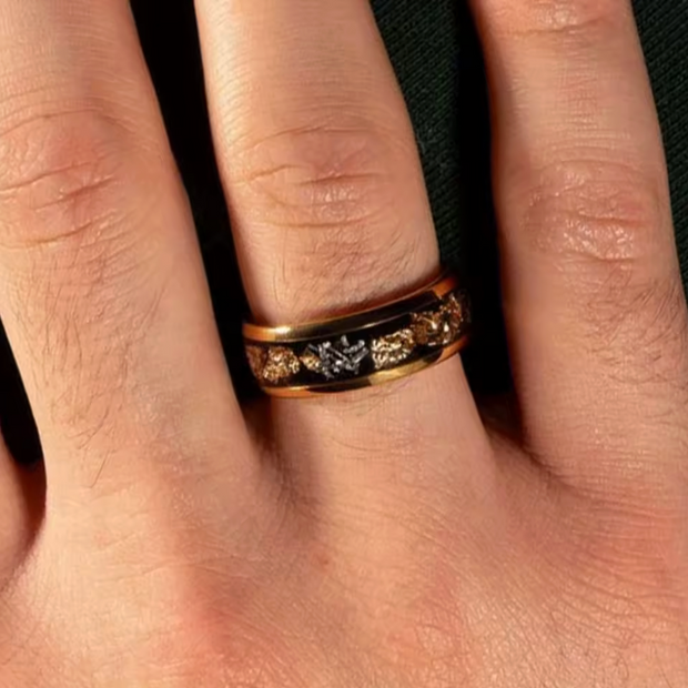 HellMark 18K Gold + Steel Premium 8mm Ring