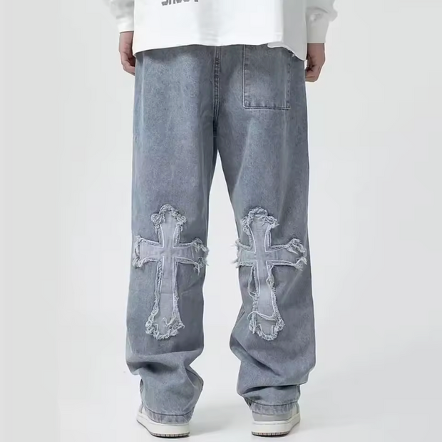 HellMark Cross Denim Jeans StreetWear