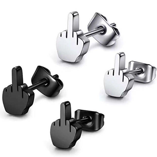 HellMark Stainless Steel Middle Finger EarRing