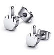 HellMark Stainless Steel Middle Finger EarRing