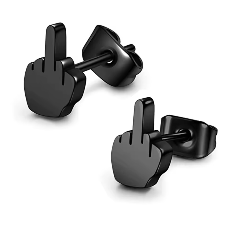 HellMark Stainless Steel Middle Finger EarRing