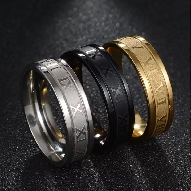 HellMark Stainless Steel Roman Digital Ring