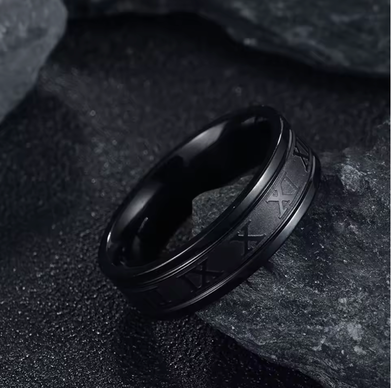 HellMark Stainless Steel Roman Digital Ring