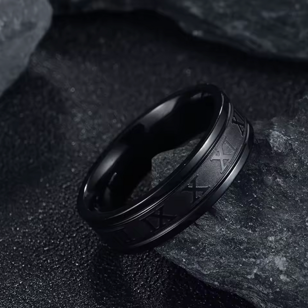 HellMark Stainless Steel Roman Digital Ring