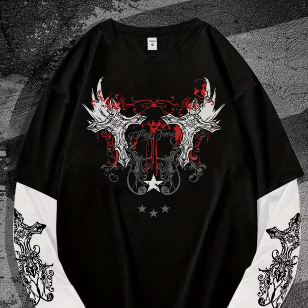 HellMark Long Sleeve Skull & Star Design T