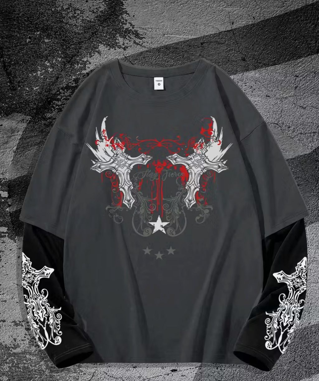 HellMark Long Sleeve Skull & Star Design T