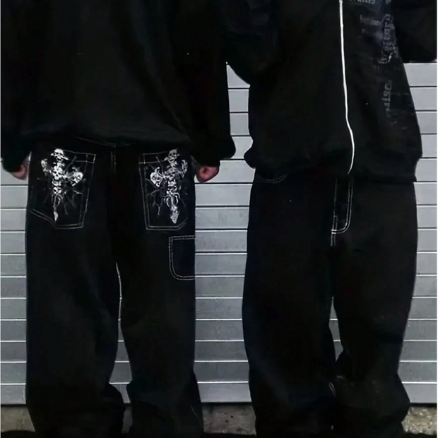 HellMark Skull Cross Denim Jeans