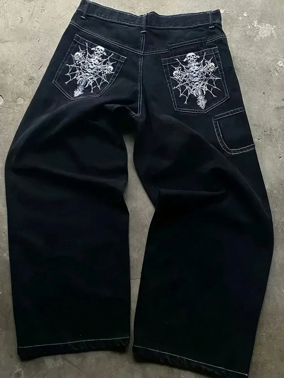 HellMark Skull Cross Denim Jeans