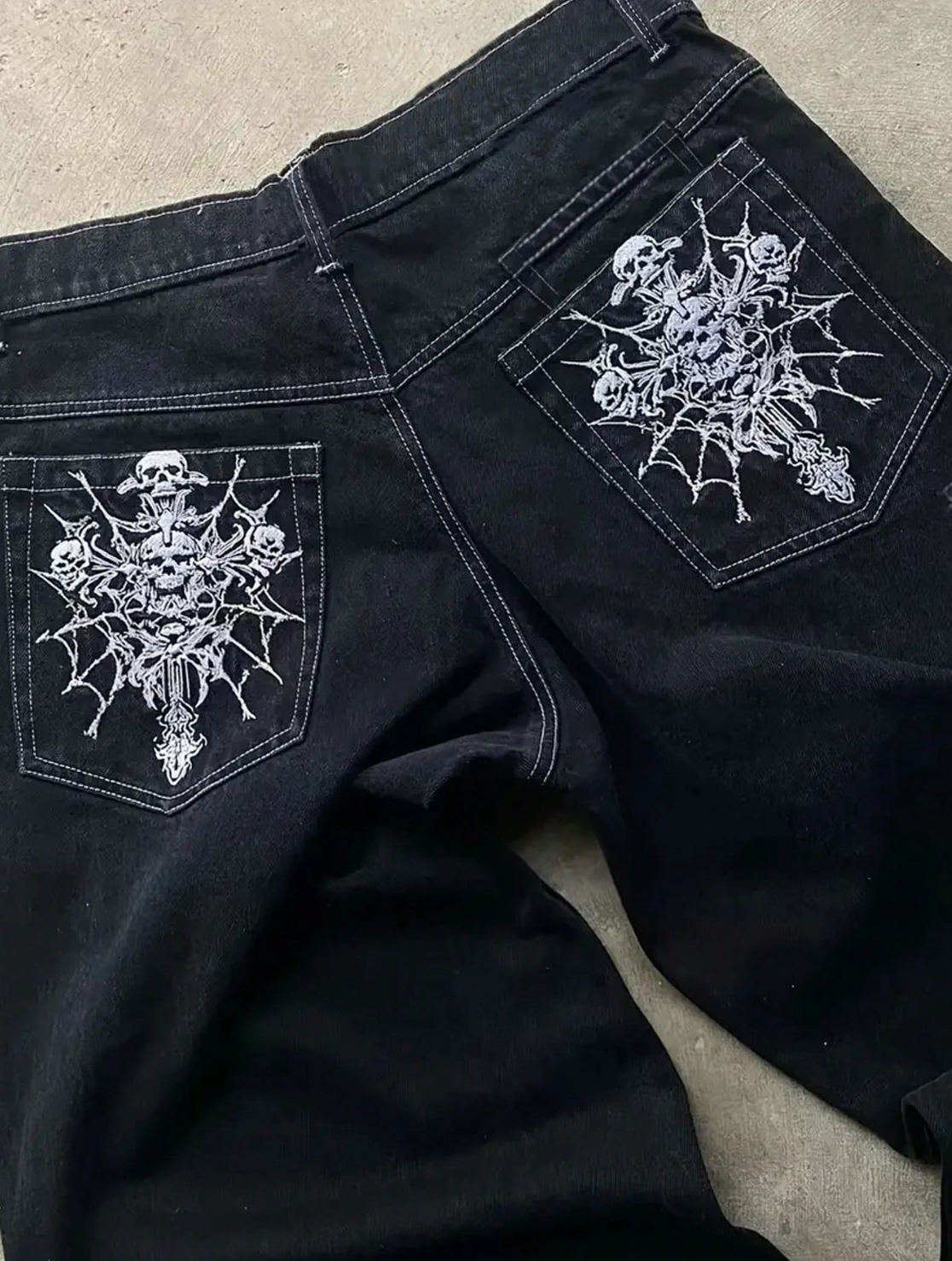 HellMark Skull Cross Denim Jeans