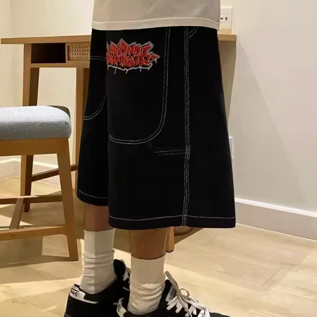 HellMark Jorts Men Black Denim