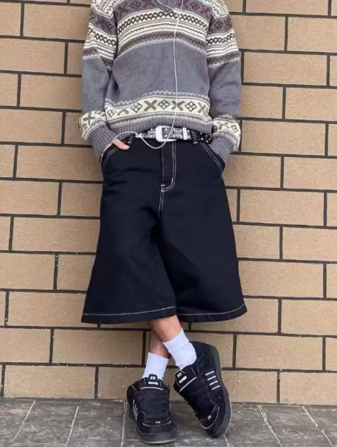 HellMark Jorts Men Black Denim