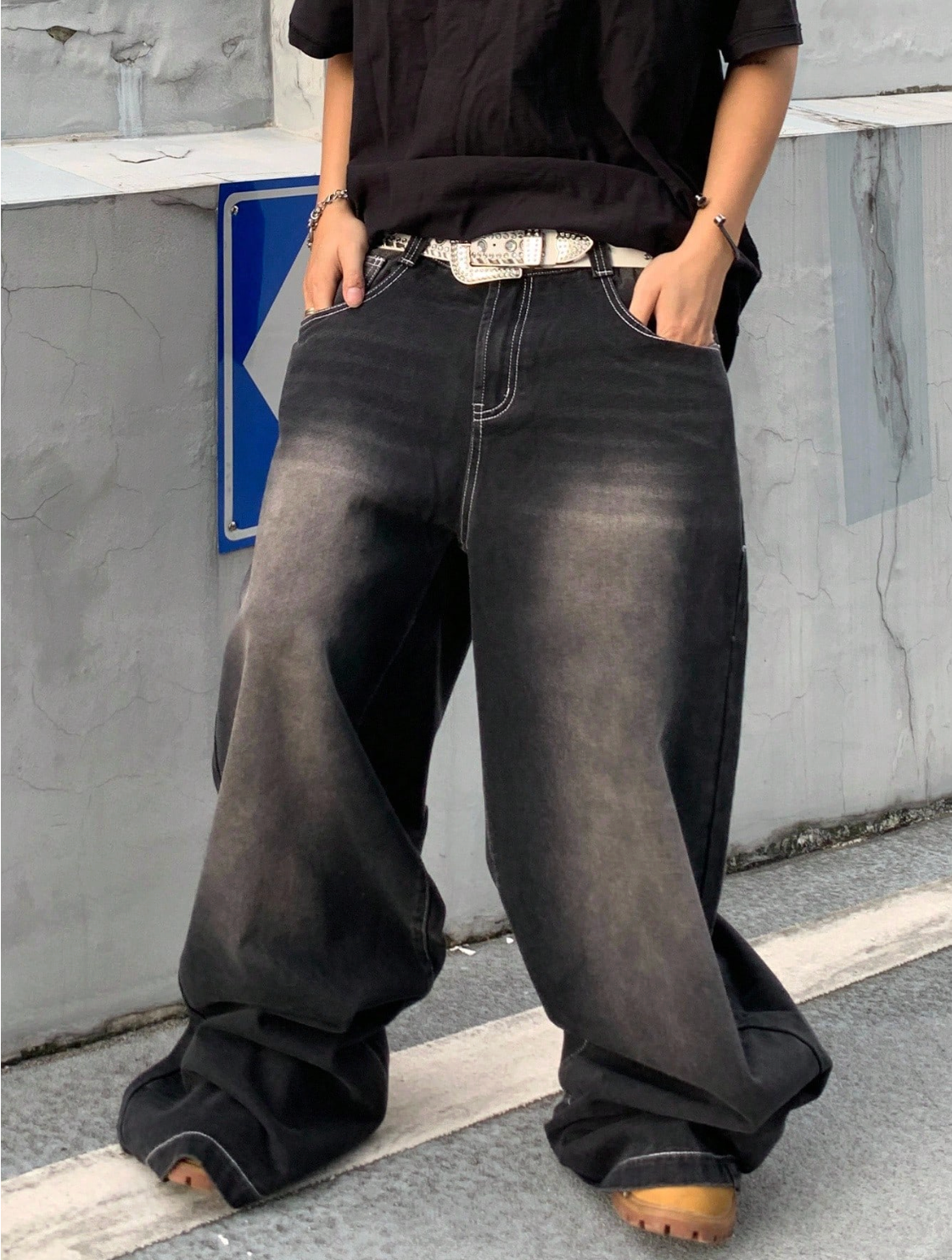 HellMark Vintage Black Denim Stitched