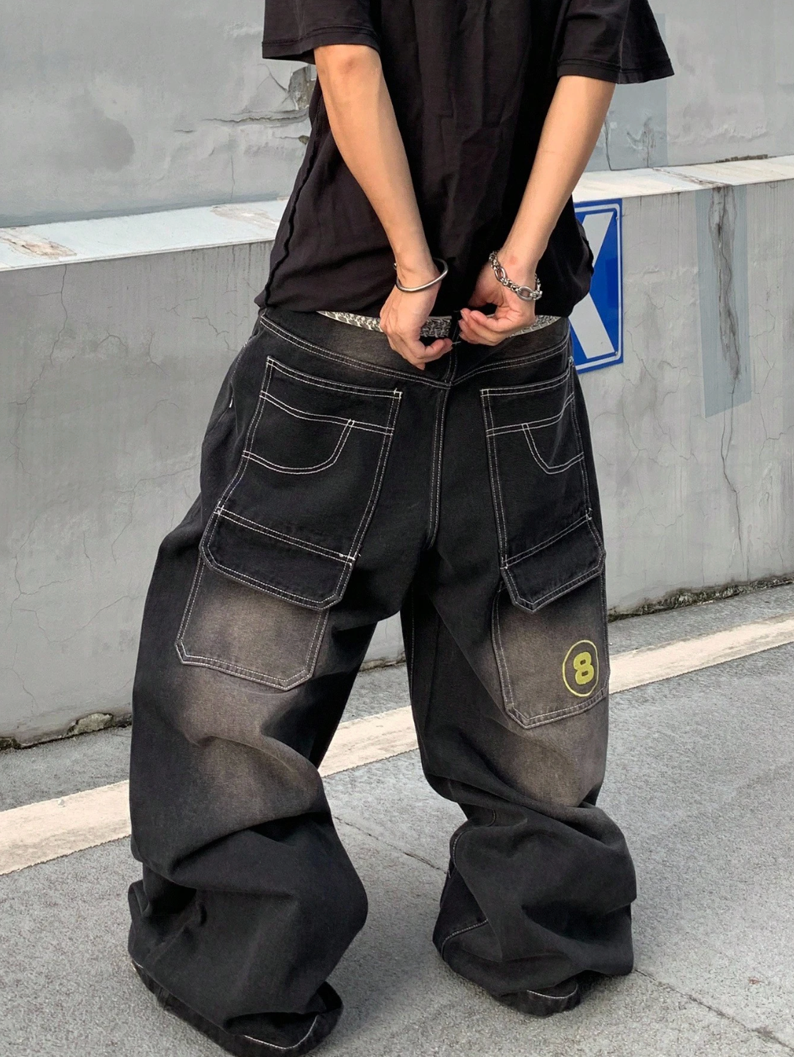 HellMark Vintage Black Denim Stitched