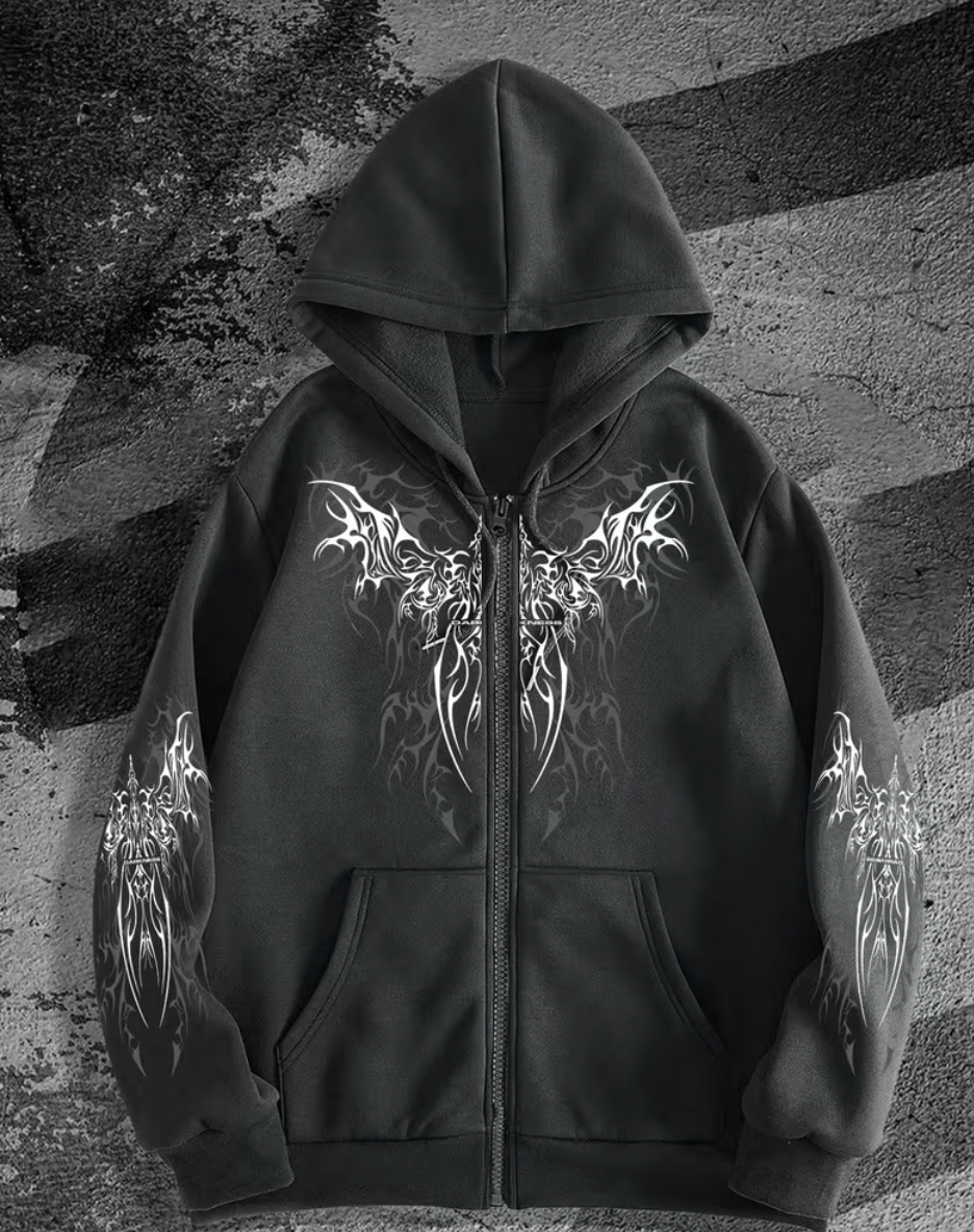HellMark Angel Wings Print Hoodie