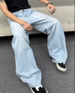 HellMark Baggy Denim Blue Jeans Trendy StreetWear