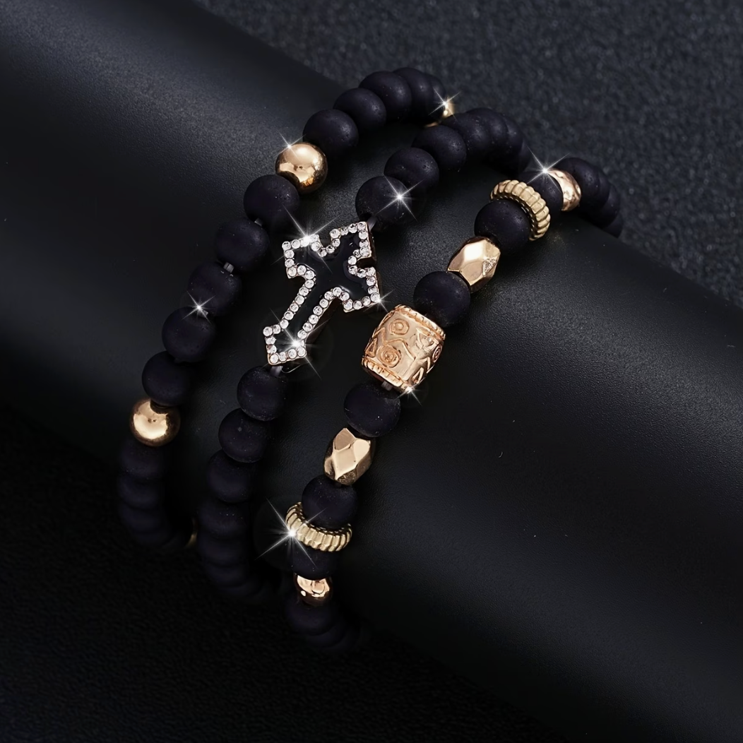 HellMark Cross Lava Rock Bracelet