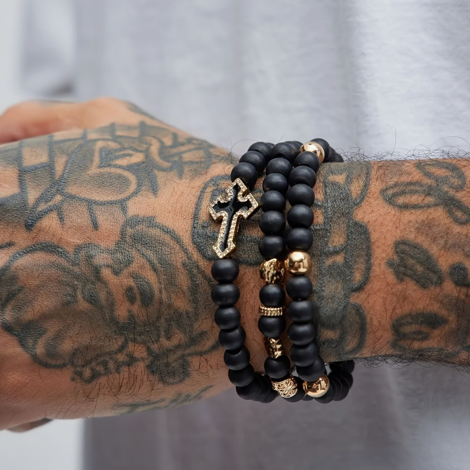 HellMark Cross Lava Rock Bracelet