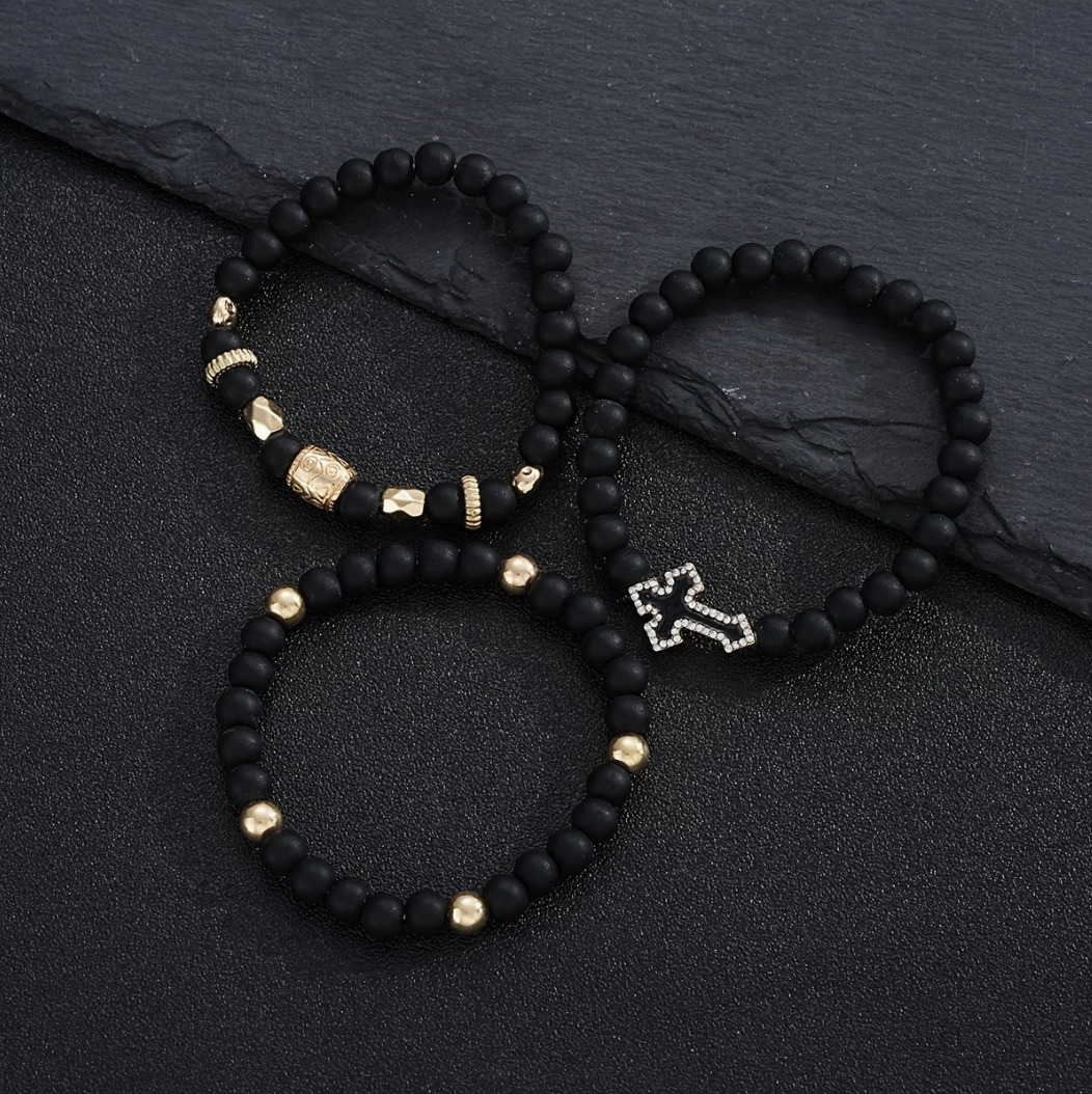 HellMark Cross Lava Rock Bracelet
