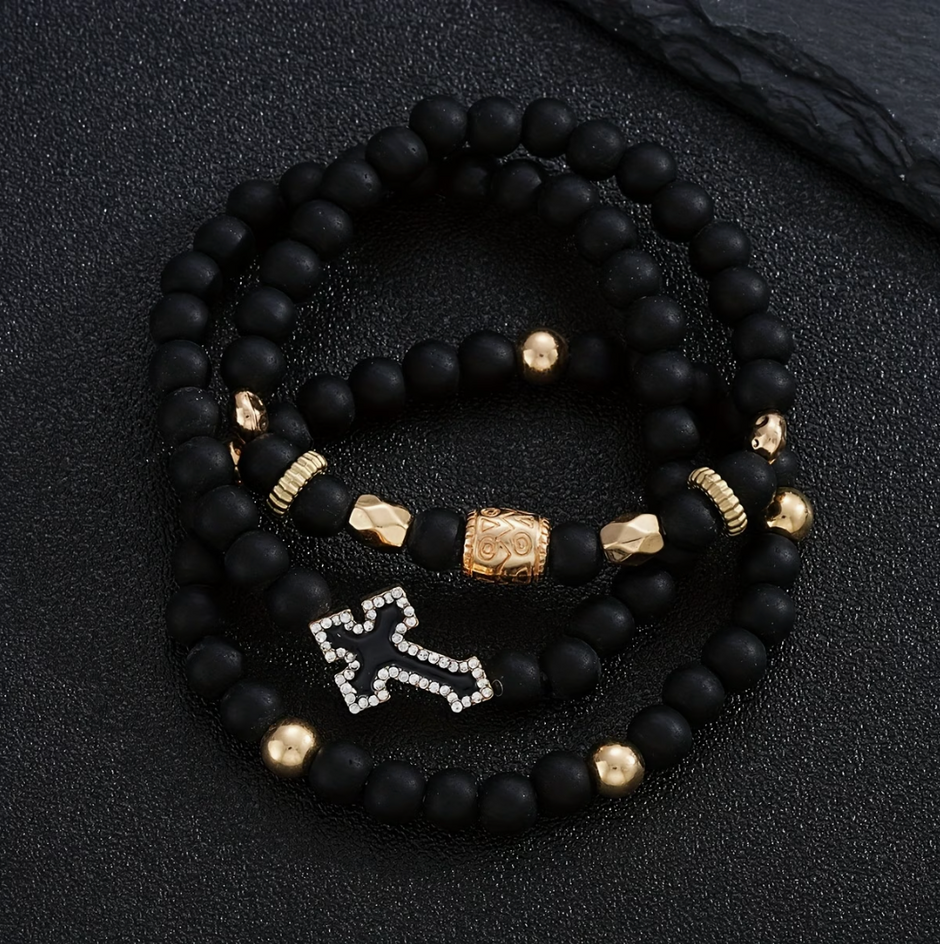 HellMark Cross Lava Rock Bracelet