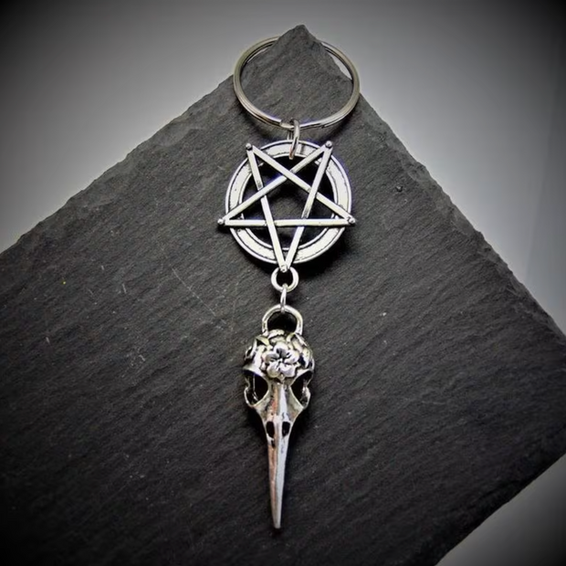 HellMark Pentagram Bird Skull Keychain