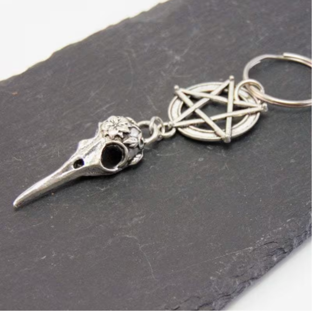 HellMark Pentagram Bird Skull Keychain