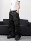 HellMark Baggy Black Denim Cargo Jeans