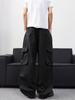 HellMark Baggy Black Denim Cargo Jeans