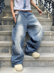 HellMark Baggy Washed Denim Blue Jeans