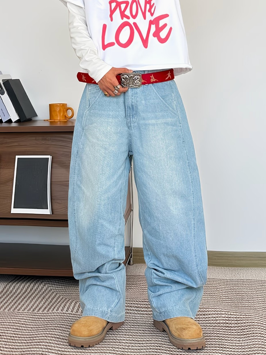 HellMark Loose Baggy Blue Everyday Jeans