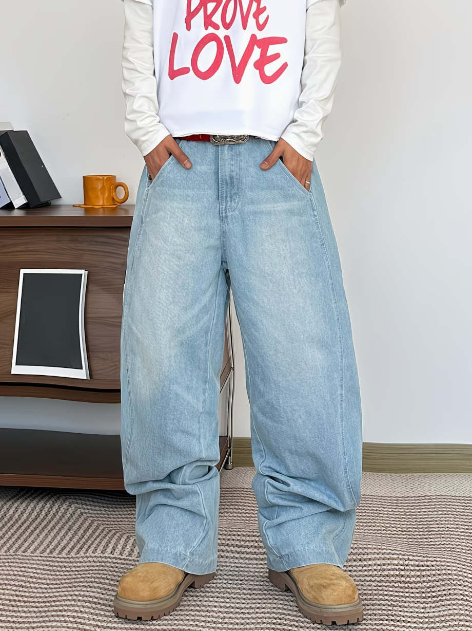 HellMark Loose Baggy Blue Everyday Jeans
