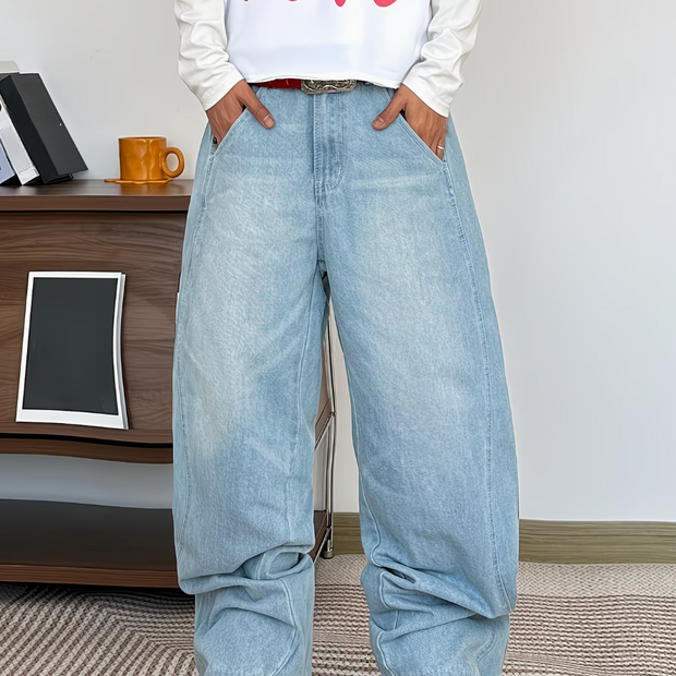 HellMark Loose Baggy Blue Everyday Jeans
