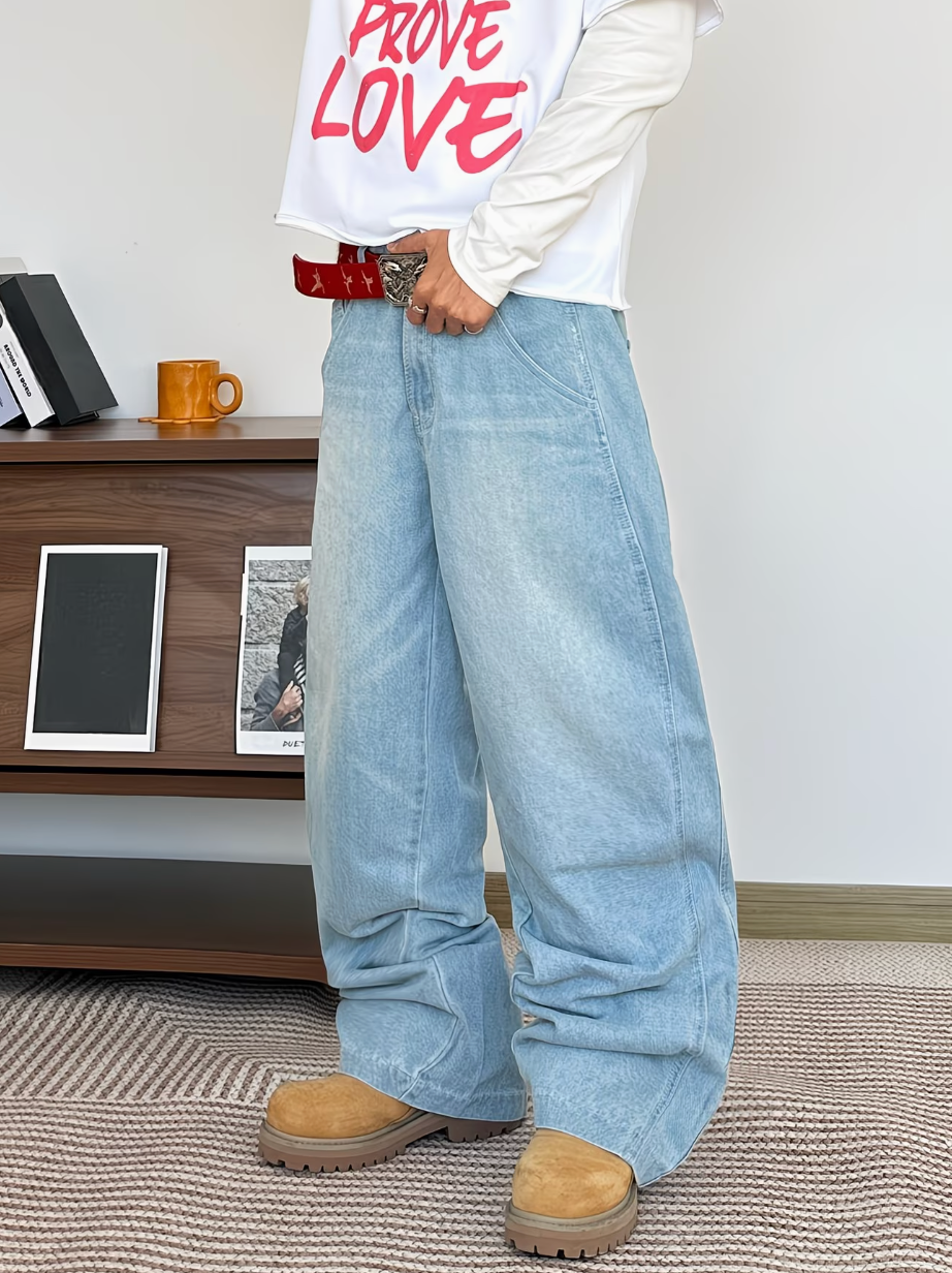 HellMark Loose Baggy Blue Everyday Jeans