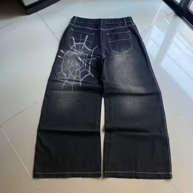 HellMark Washed Dark Grey Spider Web Denim