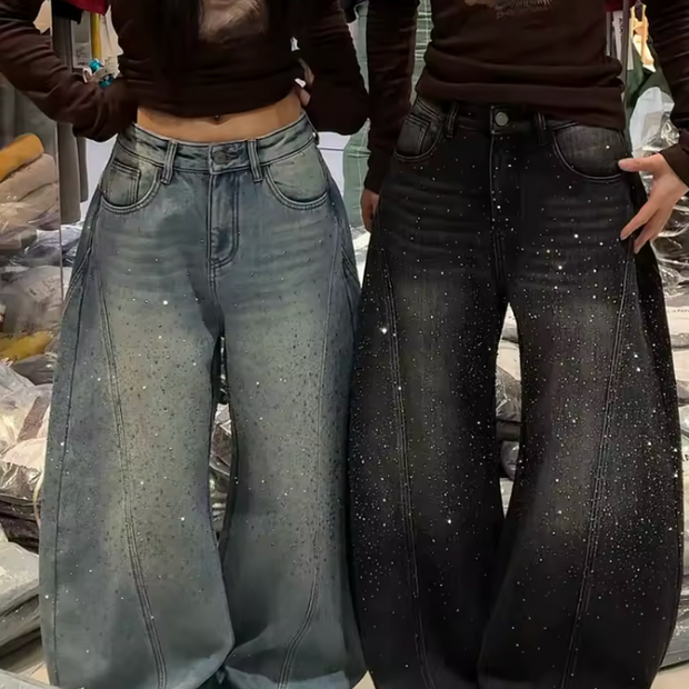 HellMark Glittering Rhinestone Denim