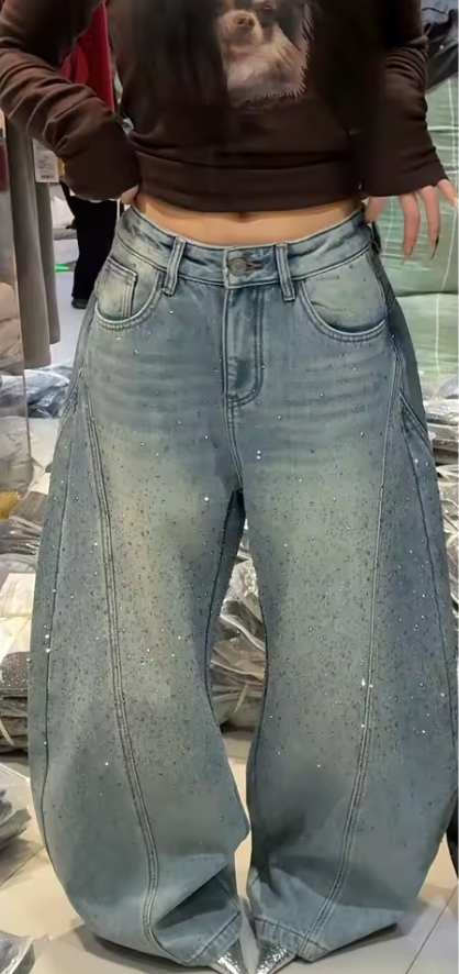 HellMark Glittering Rhinestone Denim