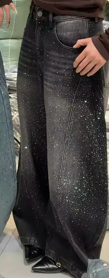 HellMark Glittering Rhinestone Denim