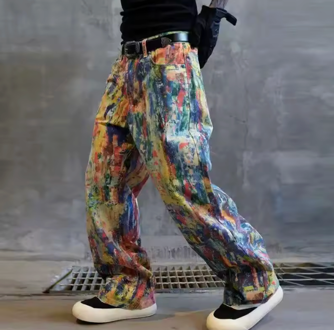 HellMark Graffiti Oil Paint Baggy Jeans