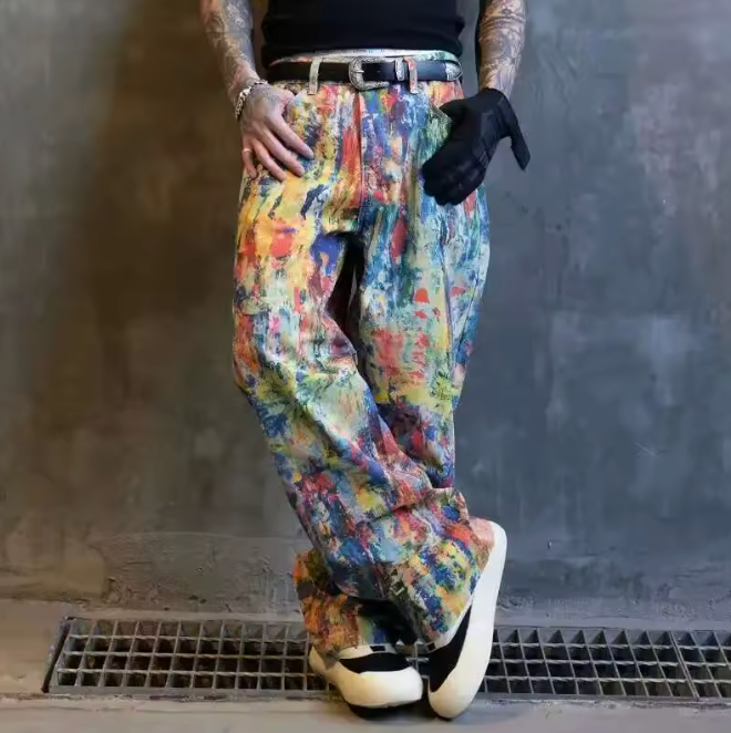 HellMark Graffiti Oil Paint Baggy Jeans