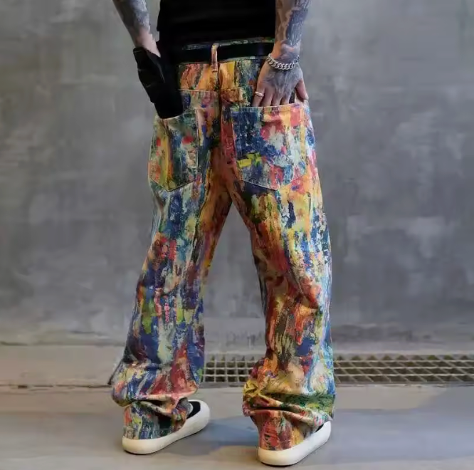 HellMark Graffiti Oil Paint Baggy Jeans