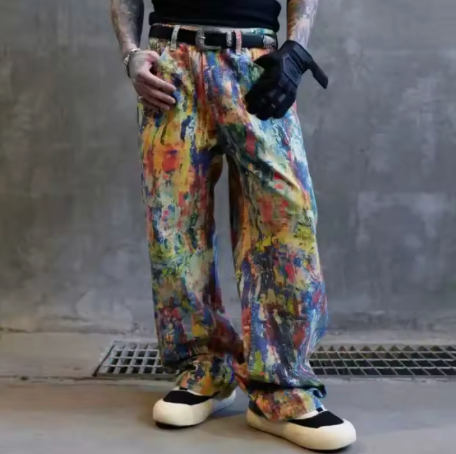 HellMark Graffiti Oil Paint Baggy Jeans