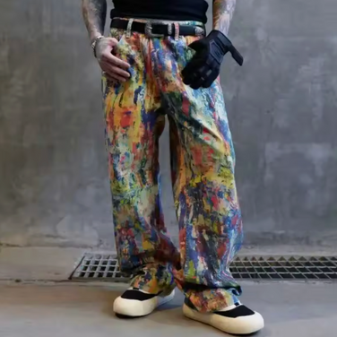 HellMark Graffiti Oil Paint Baggy Jeans