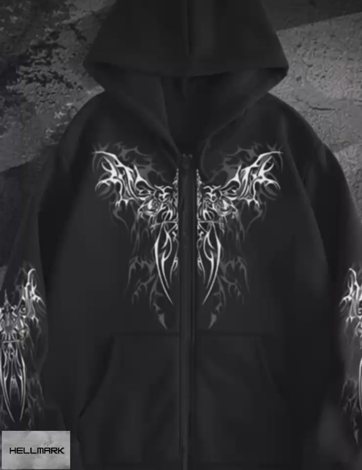 HellMark Angel Wings Print Hoodie
