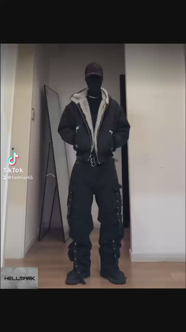 HellMark Niche Baggy Cargo Jeans Multi-Button